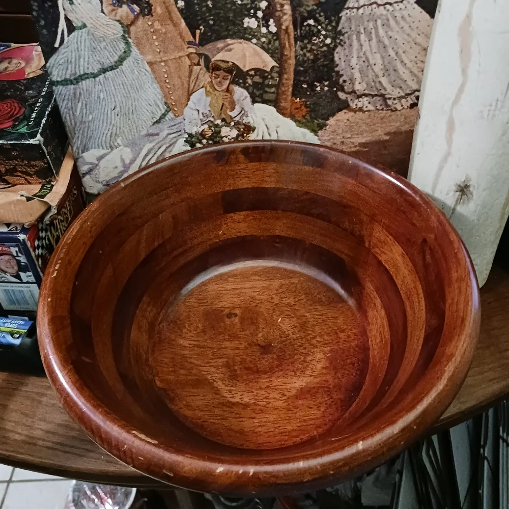 π₯ Vintage Wood Serving Bowl, Acacia Wood, 12" x 5",A Nice Bowl.π₯£π₯£ - Picture 7 of 10
